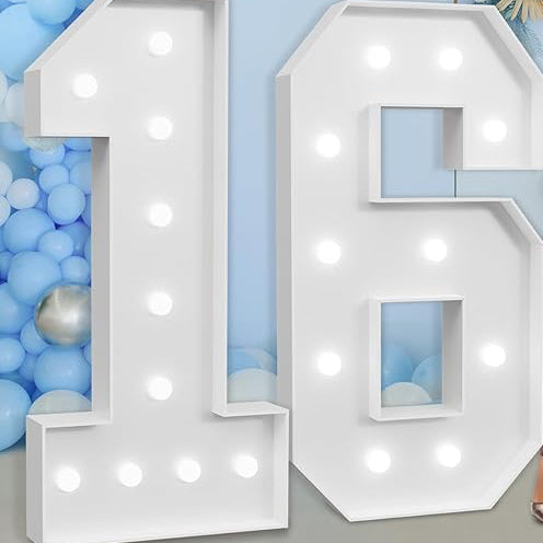 Rental Cardboard Marquee Number 16 4ft LED