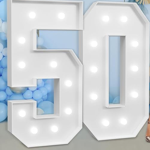 Rental Cardboard Marquee Numbers Large 50th-LED