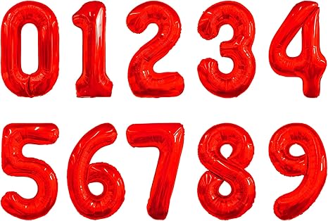 34in Red Foil Number Balloons