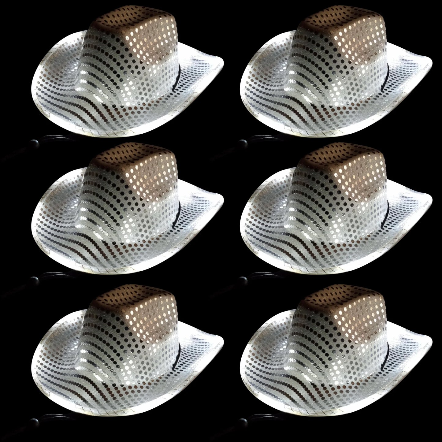 LED SILVER SEQUIN COWBOY HAT