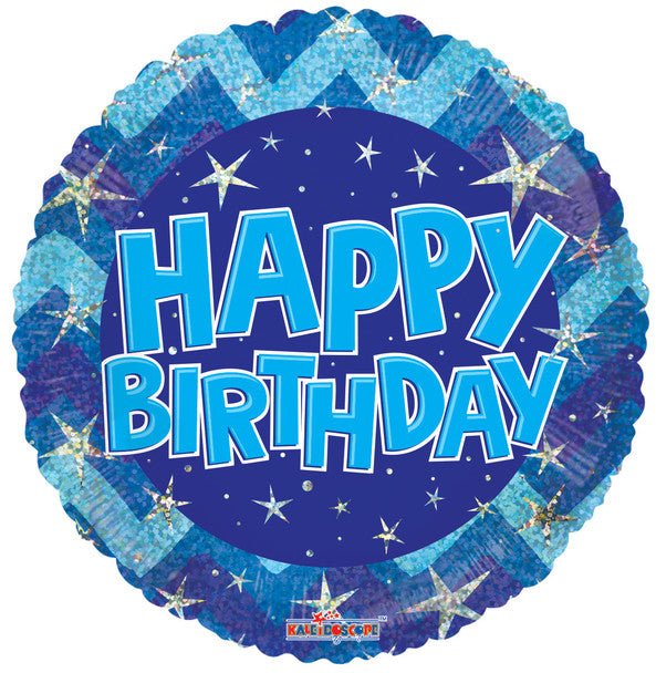 Heliographic Blue Happy Birthday Balloon