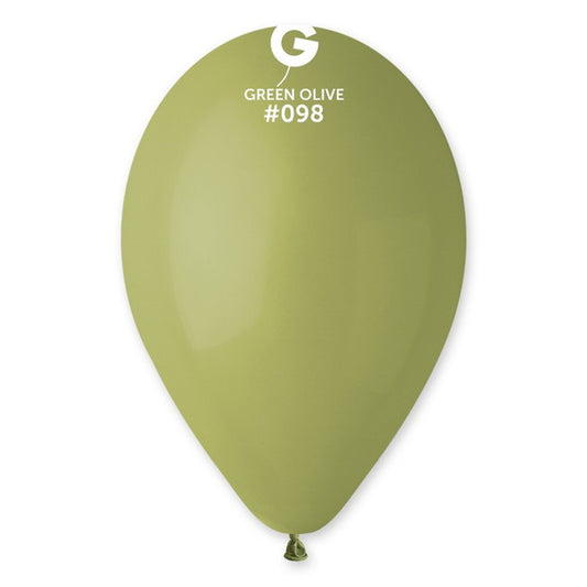 12" Latex Balloon Green Olive Color (50 count) GEMAR