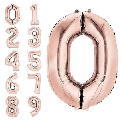 34in Rose Gold Foil Number Balloons