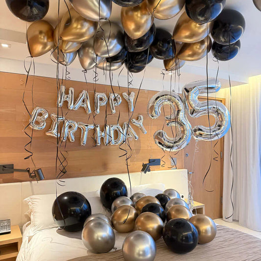 Happy Birthday with Number & Ceiling Balloons