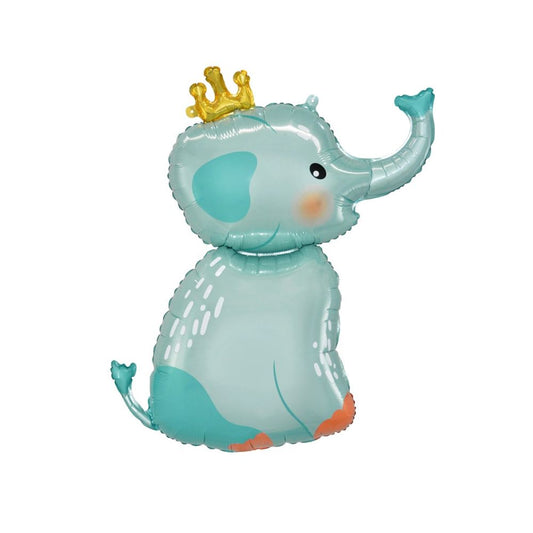 Elephant with Crown Foil Balloon