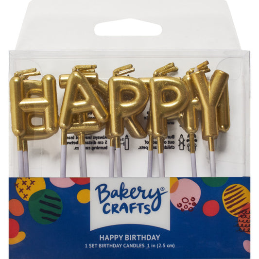 Gold "Happy Birthday" Specialty Letter Candles