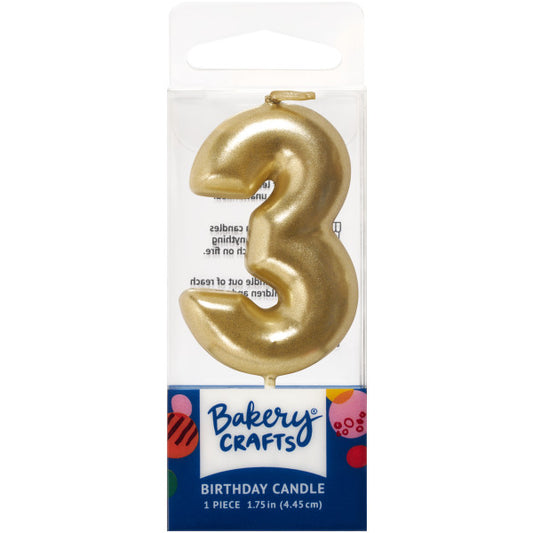 Mini Gold Number 3 Candle