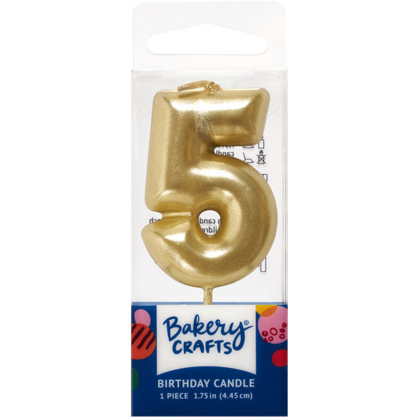 Mini Gold Number 5 Candle