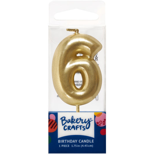 Mini Gold Number 6 Candle