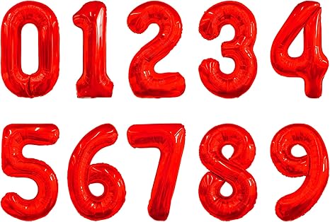 34in Red Foil Number Balloons