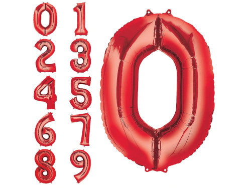 34in Red Foil Number Balloons