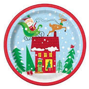 Colorful Santa Christmas Paper Plates 8pk