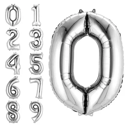 Silver Number Balloon with Helium