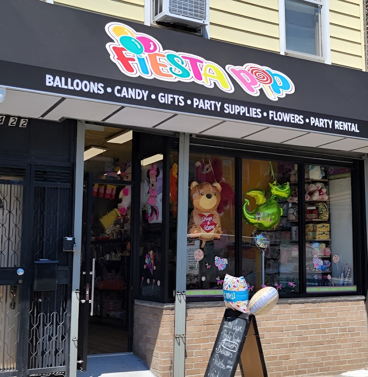 The Fiesta Pop Supplies storefront on 4422 4th Avenue in Sunset Park, Brooklyn